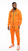 Orange Men's iLLionaire Camo Techsuit - Full-Zip Hoodie and Joggers Two-Piece Camouflage Set.