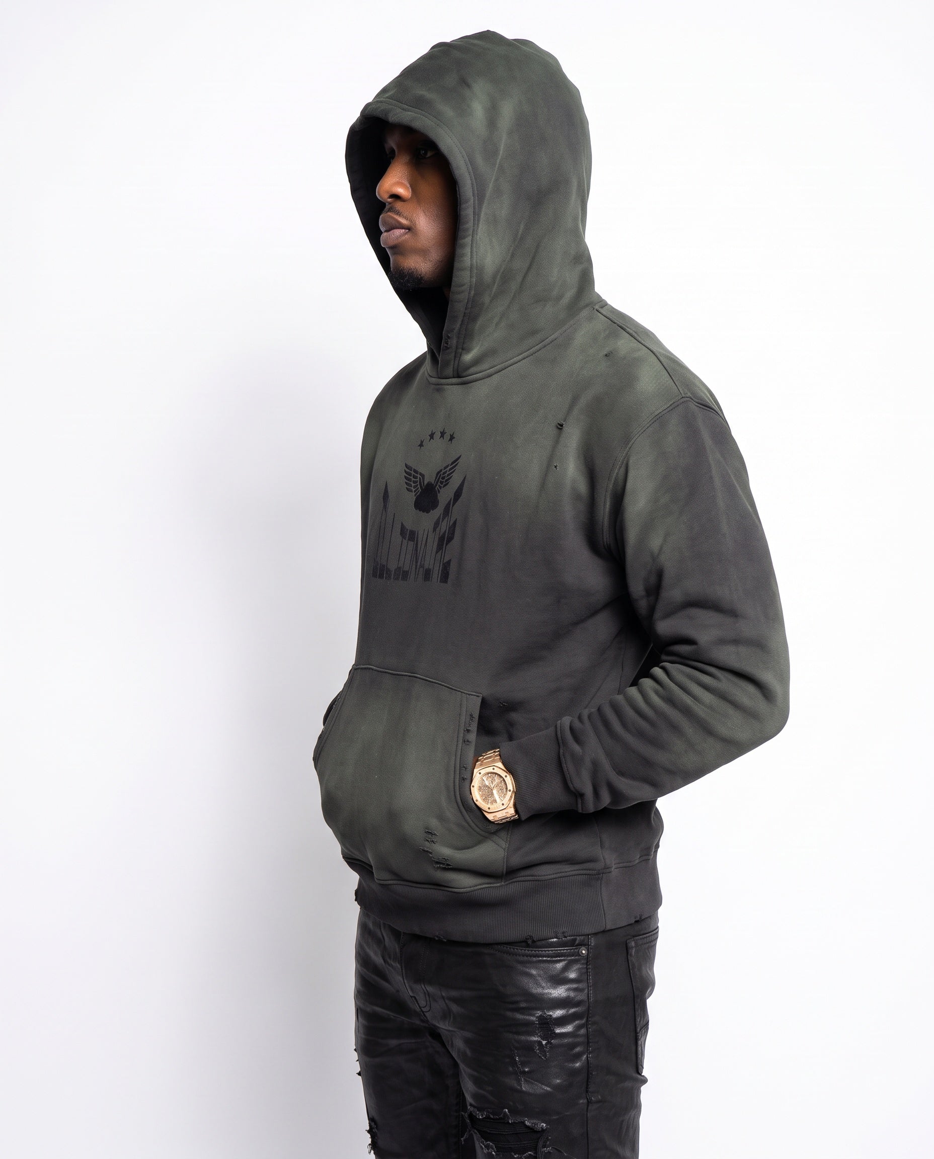iLLionaire Frayed Sunfade Boxy Hoodie