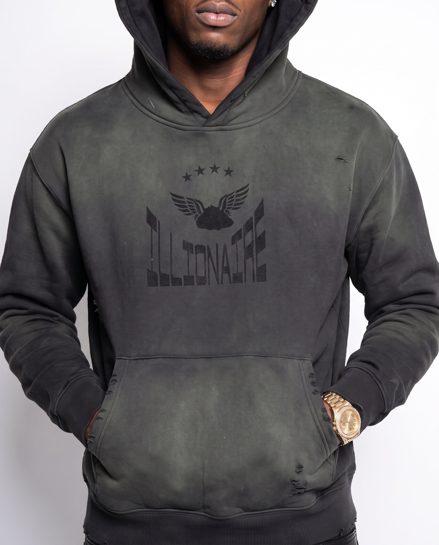 iLLionaire Frayed Sunfade Boxy Hoodie