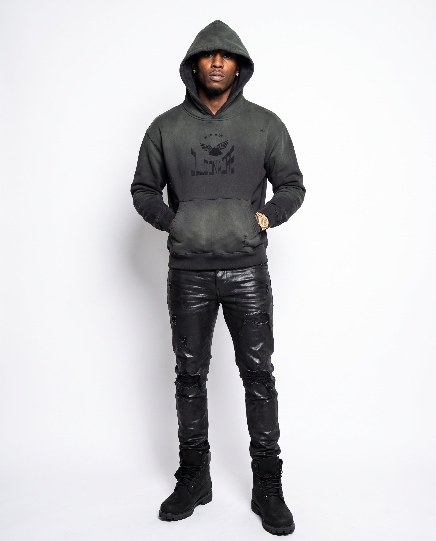 iLLionaire Frayed Sunfade Boxy Hoodie